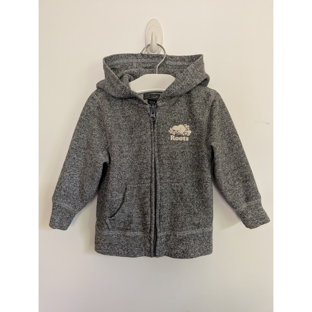 Roots Baby Zip Up Hooded Jacket Unisex XL 18-24M Salt & Pepper Hoodie Gorpcore